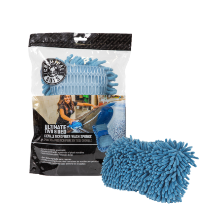 04-MIC495-Double Sided Chenille Blue Wash Mitt Front Packaging